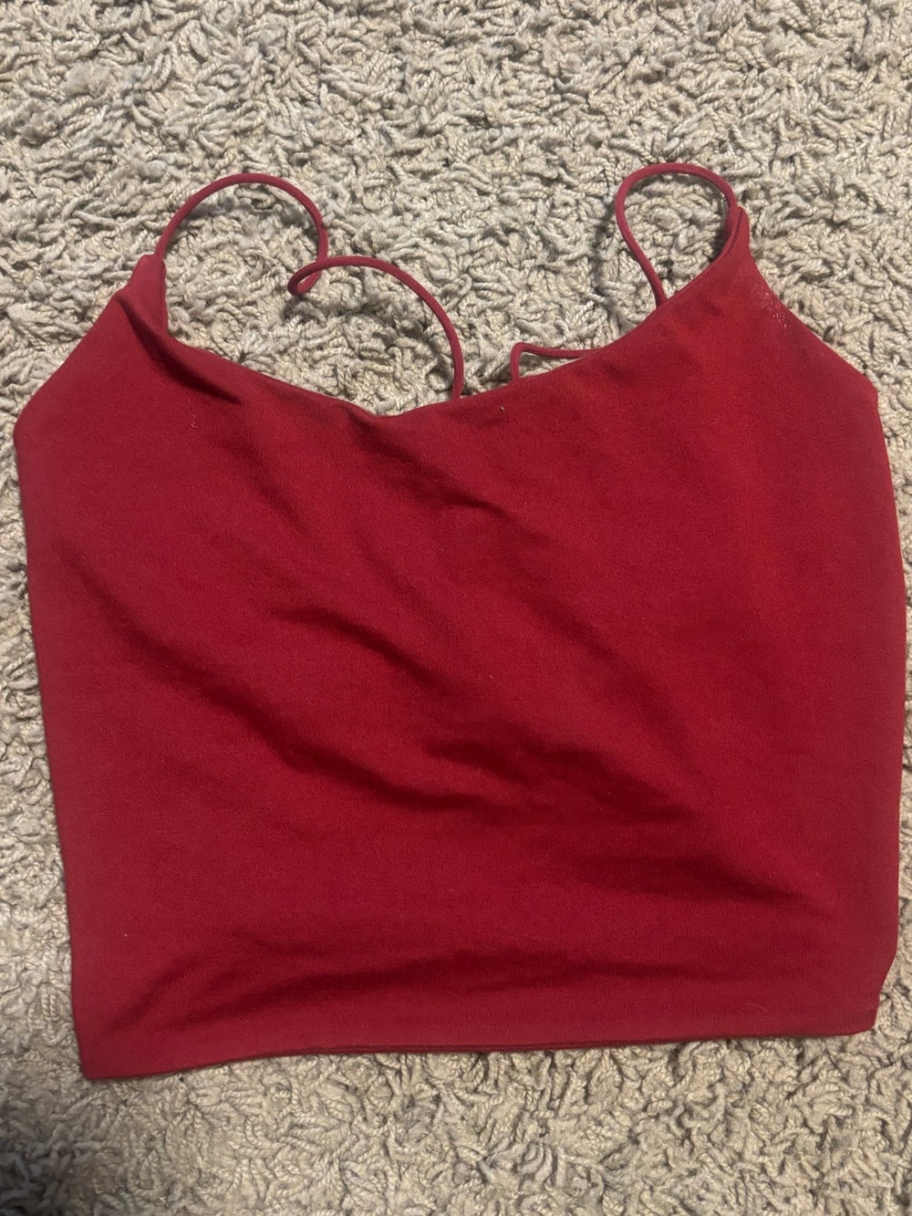 Red Open Bank Cropped Tank Top